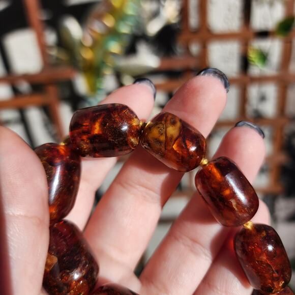 Vtg Baltic Amber Necklace Cognac Natural Inclusions Graduated Bead 28" 104 Grams - Picture 12 of 15